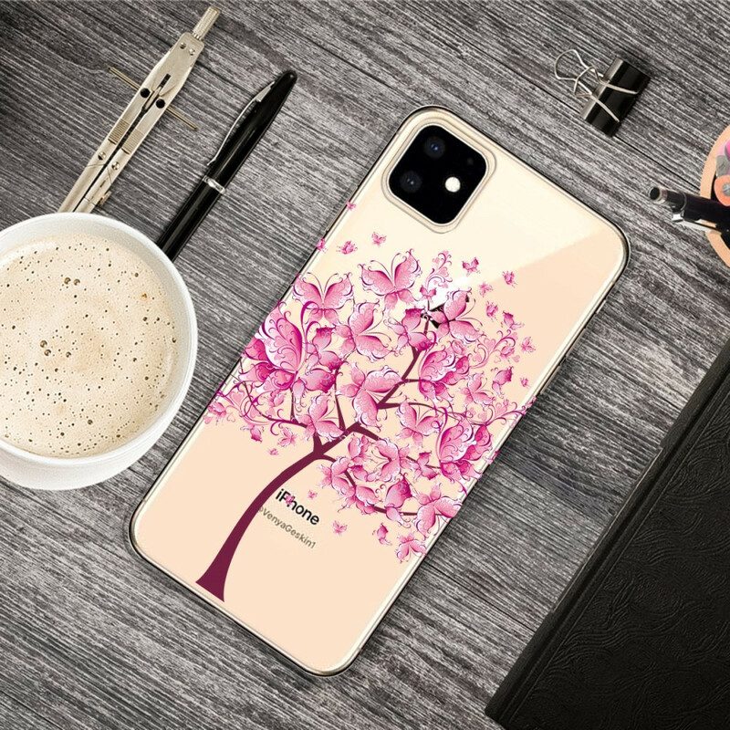 Cover iPhone 11 Cima Dell'albero Rosa