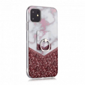 Cover iPhone 11 Design In Marmo Con Supporto Ad Anello