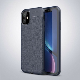 Cover iPhone 11 Doppia Linea Litchi Effetto Pelle