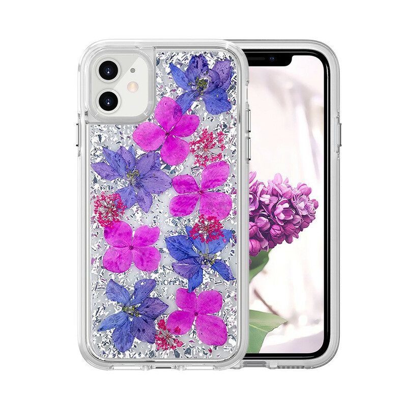 Cover iPhone 11 Paillettes Floreali Di Lusso