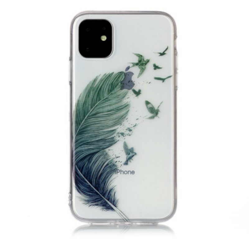 Cover iPhone 11 Piuma Colorata Senza Cuciture