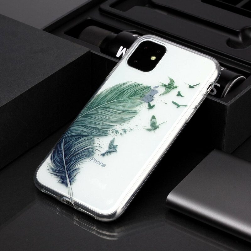 Cover iPhone 11 Piuma Colorata Senza Cuciture