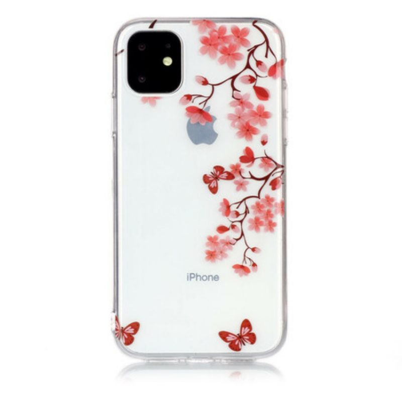 Cover iPhone 11 Ramo Trasparente Con Farfalle