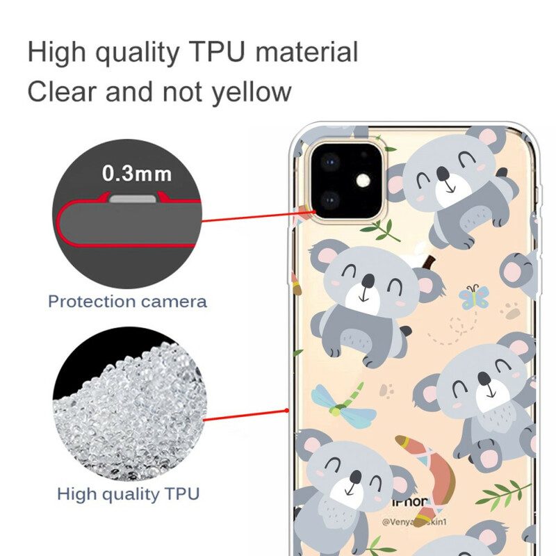 Cover iPhone 11 Simpatici Koala Grigi