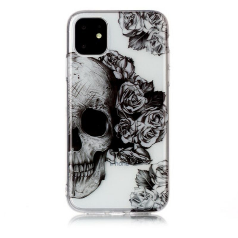 Cover iPhone 11 Teschio Floreale Trasparente