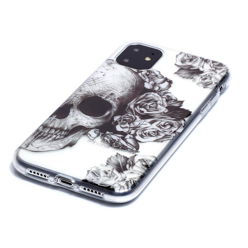 Cover iPhone 11 Teschio Floreale Trasparente