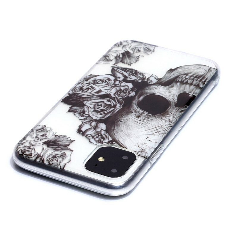 Cover iPhone 11 Teschio Floreale Trasparente