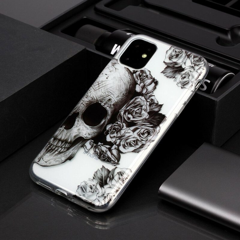 Cover iPhone 11 Teschio Floreale Trasparente