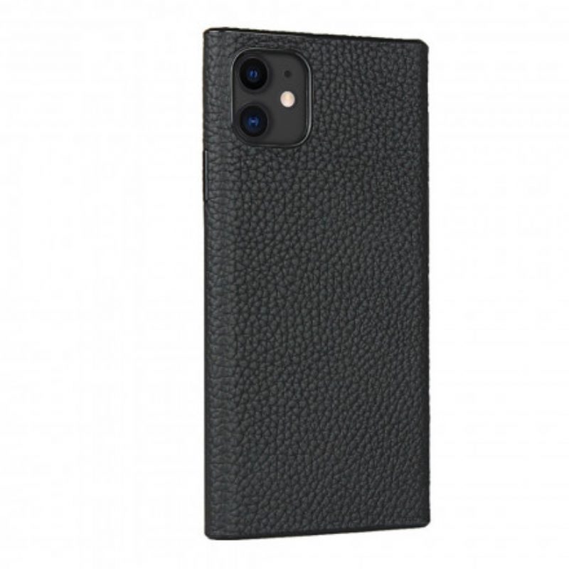 Cover iPhone 11 Vera Pelle Di Litchi Con Cinturino