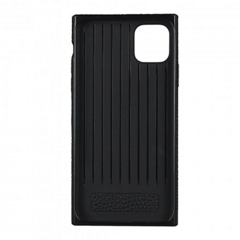 Cover iPhone 11 Vera Pelle Di Litchi Con Cinturino