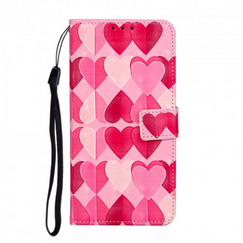 Custodia A Portafoglio iPhone 11 Cinturino Regolabile Con Cuori