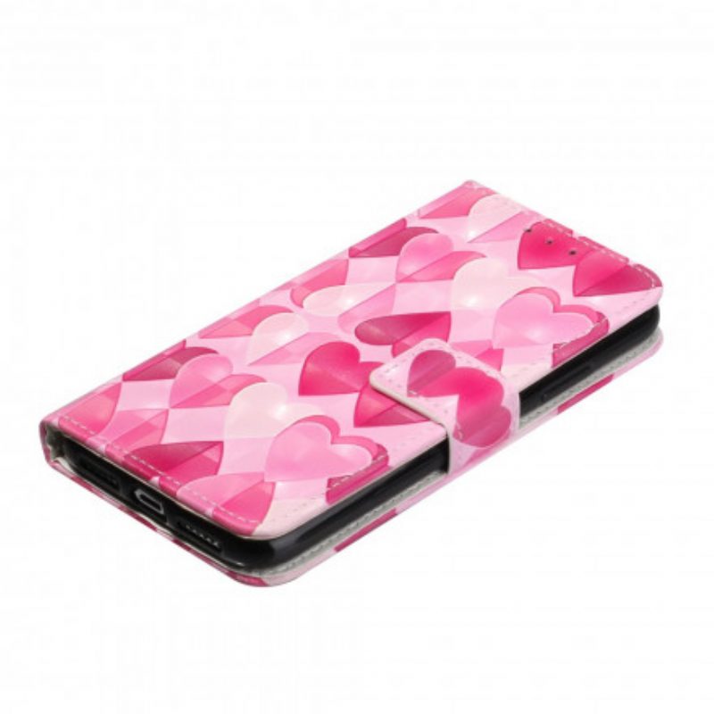 Custodia A Portafoglio iPhone 11 Cinturino Regolabile Con Cuori