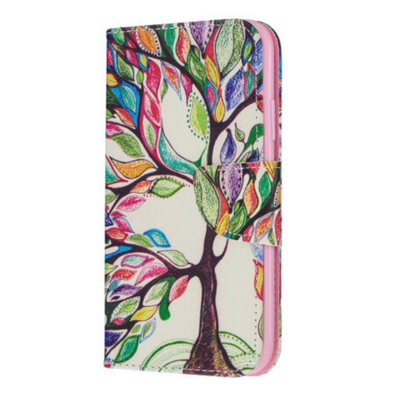 Custodia in pelle iPhone 11 Albero Colorato