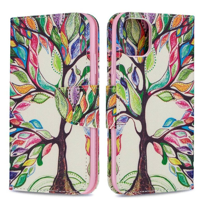 Custodia in pelle iPhone 11 Albero Colorato