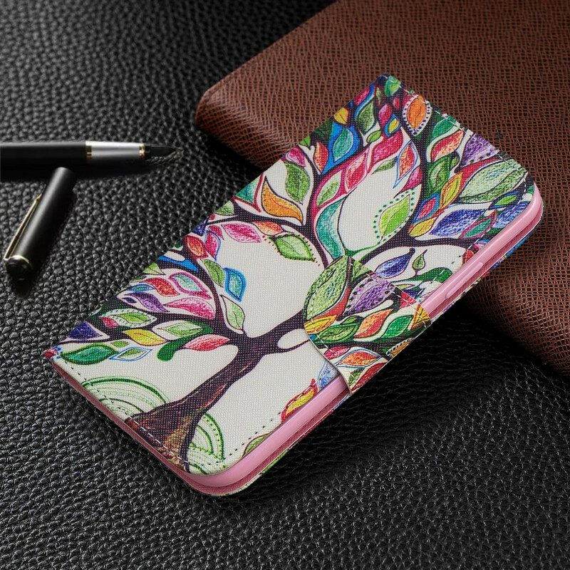 Custodia in pelle iPhone 11 Albero Colorato