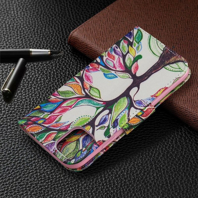 Custodia in pelle iPhone 11 Albero Colorato