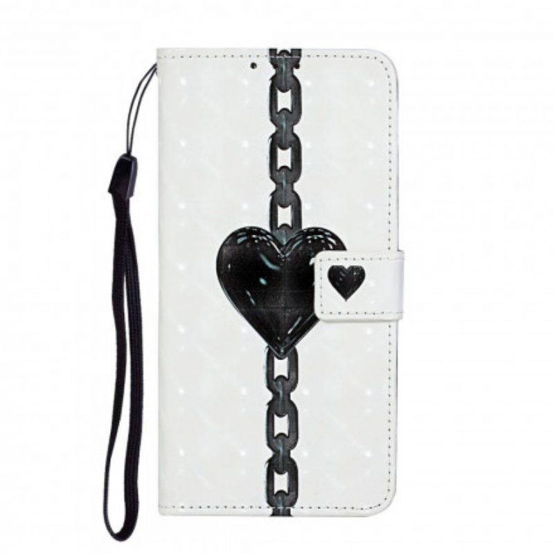 Custodia in pelle iPhone 11 Cinturino Regolabile Con Cuore Incatenato