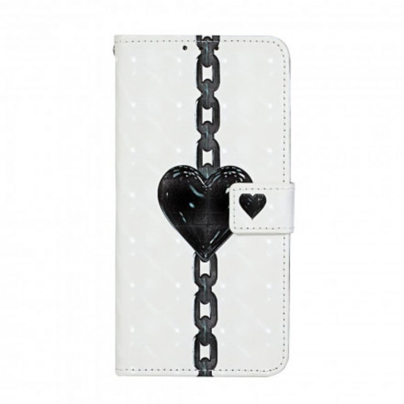 Custodia in pelle iPhone 11 Cinturino Regolabile Con Cuore Incatenato