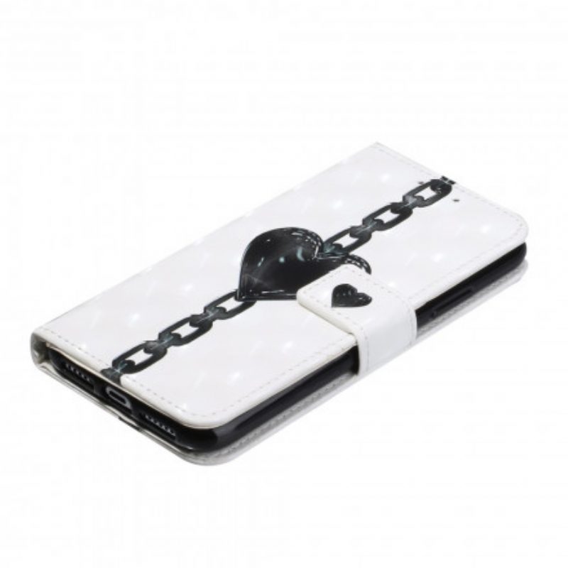 Custodia in pelle iPhone 11 Cinturino Regolabile Con Cuore Incatenato