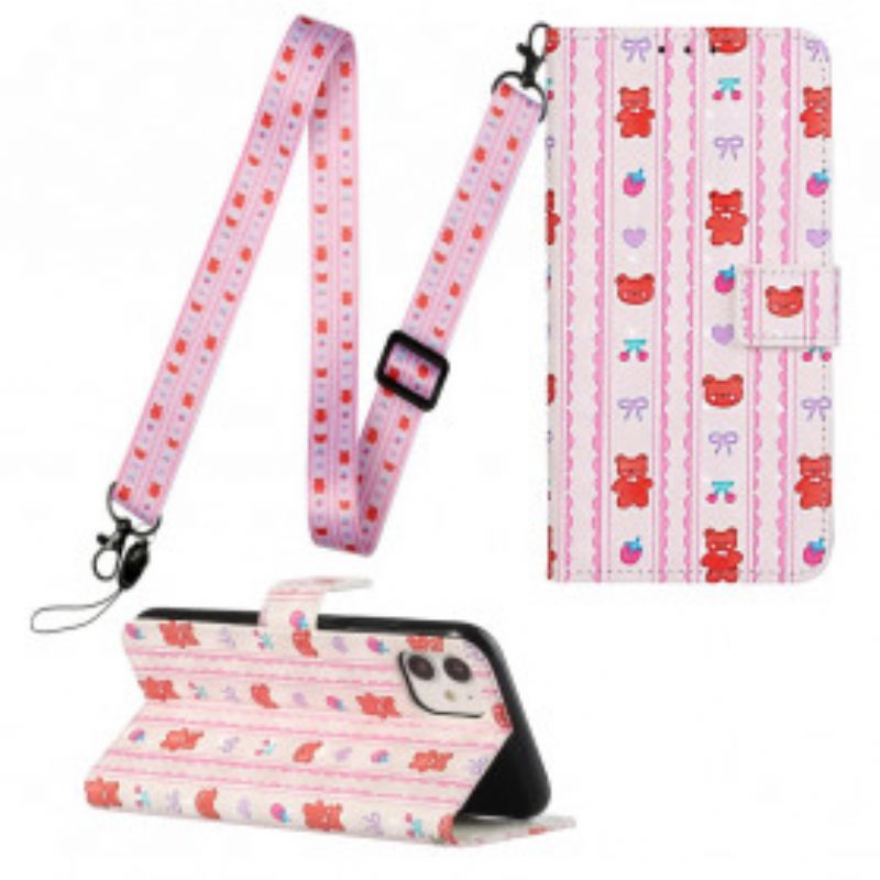 Custodia in pelle iPhone 11 Con Cinturino Regolabile Teddy Bears