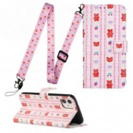 Custodia in pelle iPhone 11 Con Cinturino Regolabile Teddy Bears