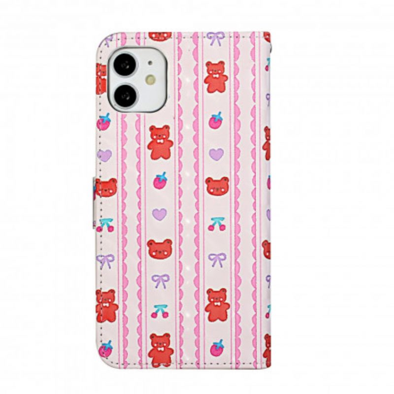 Custodia in pelle iPhone 11 Con Cinturino Regolabile Teddy Bears