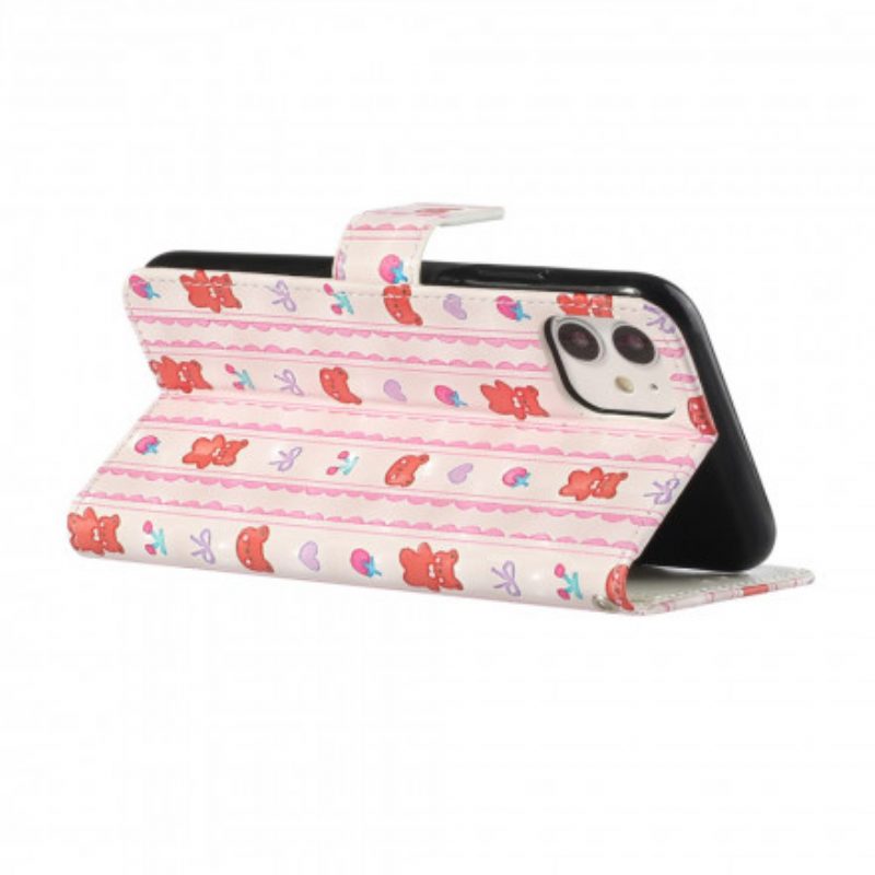 Custodia in pelle iPhone 11 Con Cinturino Regolabile Teddy Bears