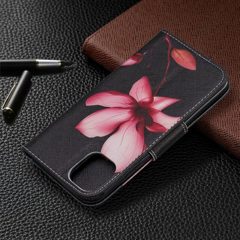 Custodia in pelle iPhone 11 Fiore Rosa