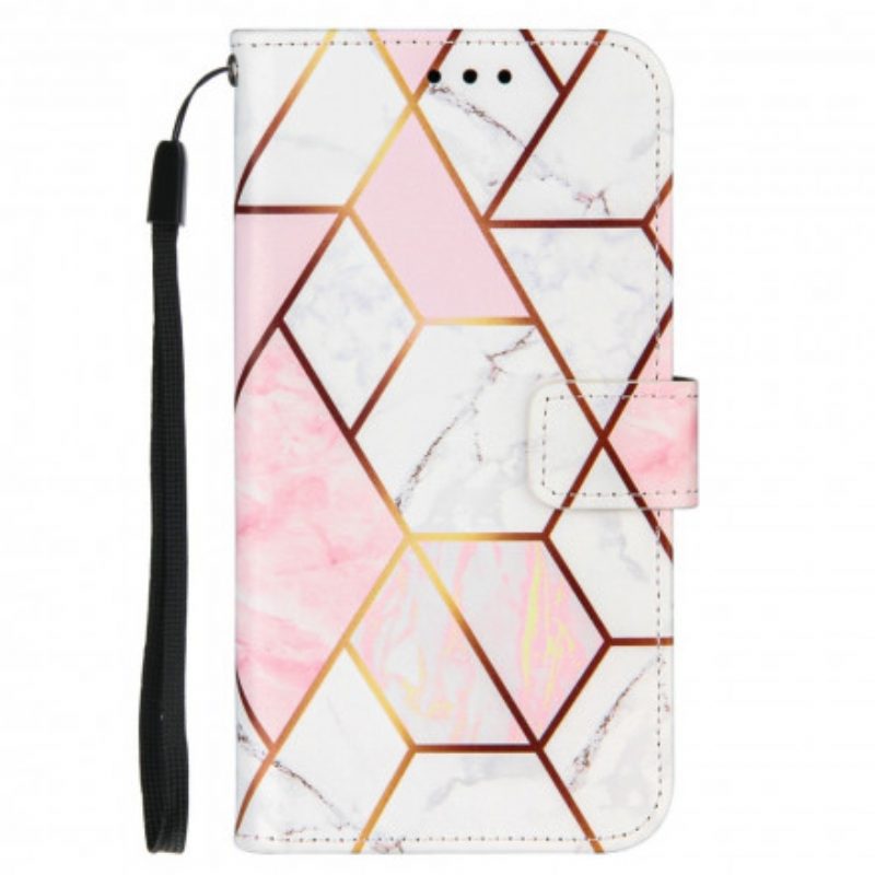 Custodia in pelle iPhone 11 Marmo Con Cordino