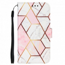 Custodia in pelle iPhone 11 Marmo Con Cordino