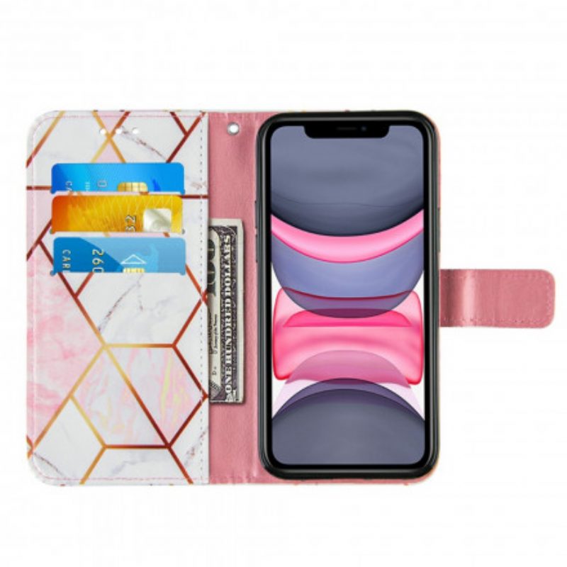 Custodia in pelle iPhone 11 Marmo Con Cordino