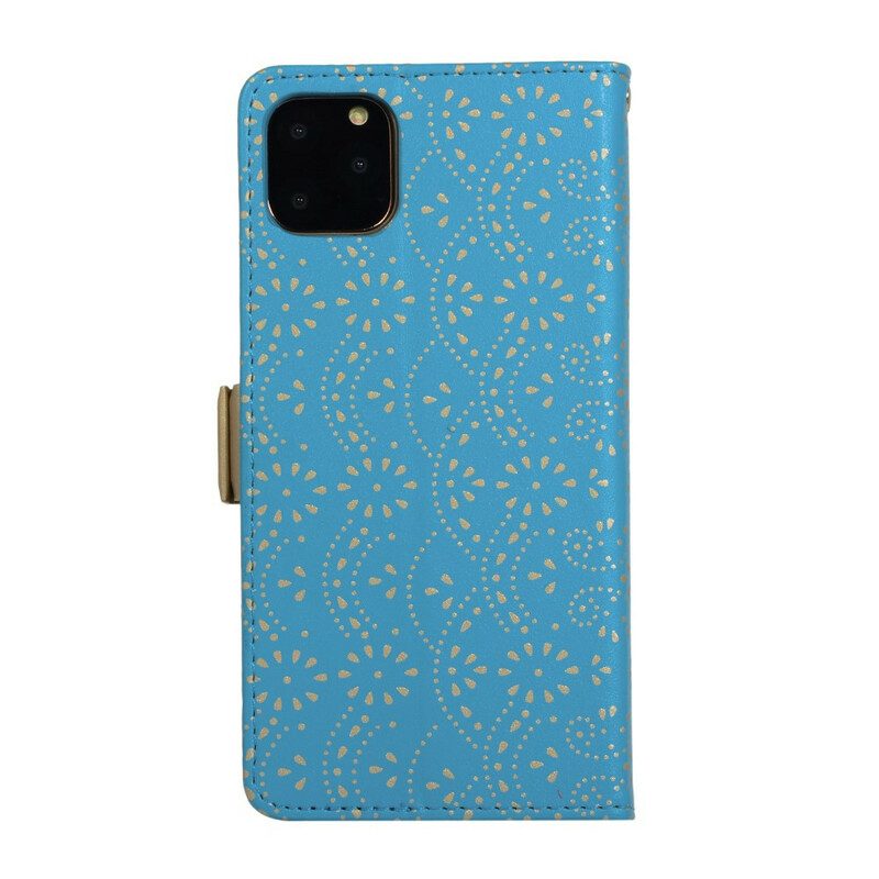 Custodia in pelle iPhone 11 Portamonete Con Cinturino In Pizzo