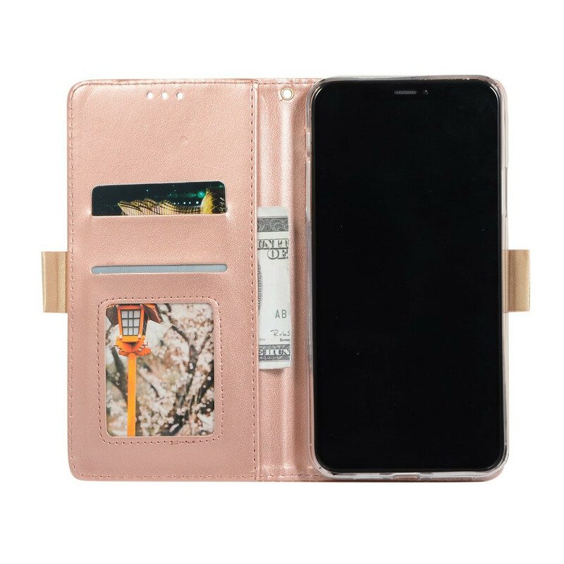 Custodia in pelle iPhone 11 Portamonete Con Cinturino In Pizzo