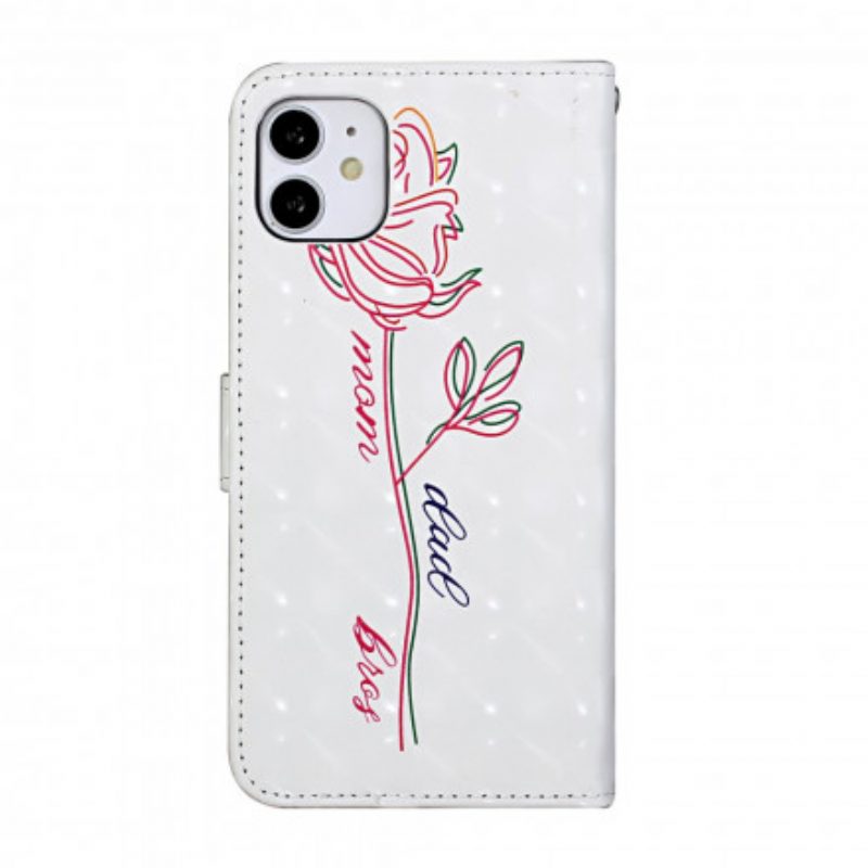 Folio Cover iPhone 11 Cinturino Regolabile A Fiore