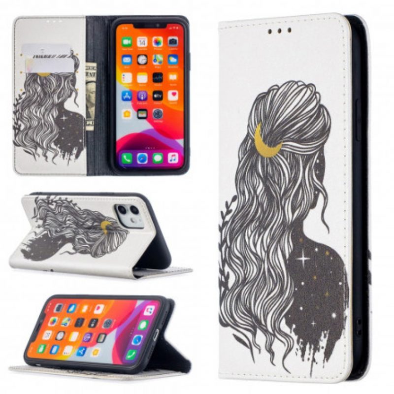 Folio Cover iPhone 11 Custodia in pelle Bei Capelli