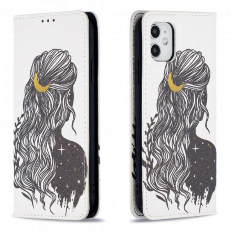 Folio Cover iPhone 11 Custodia in pelle Bei Capelli