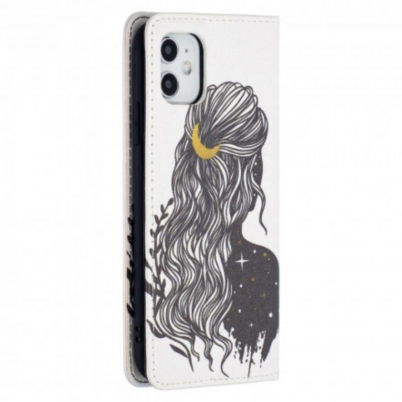 Folio Cover iPhone 11 Custodia in pelle Bei Capelli