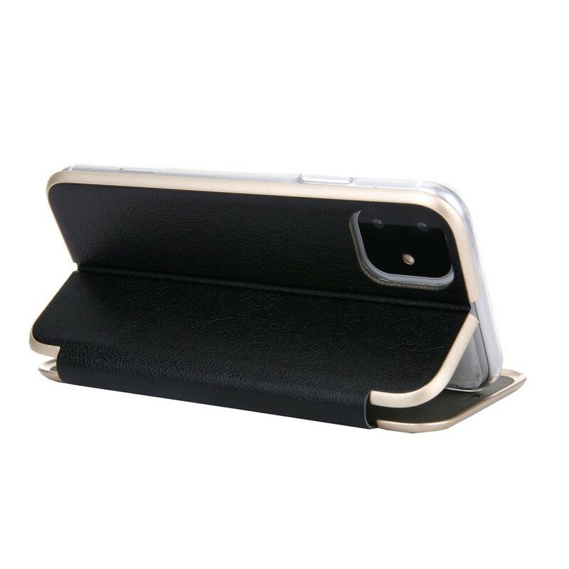 Folio Cover iPhone 11 Custodia in pelle Bordi Metallici In Ecopelle