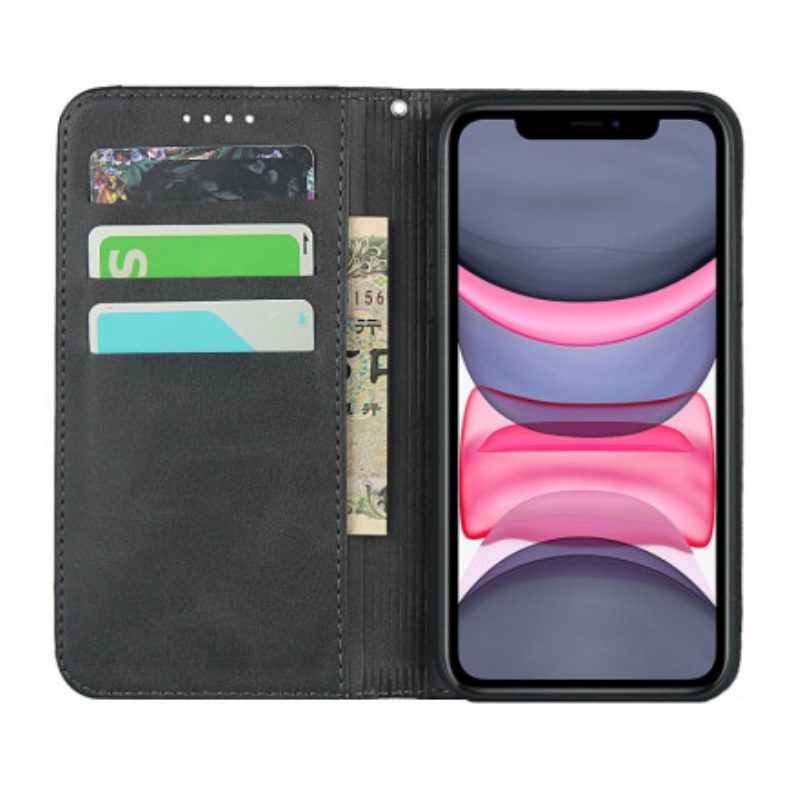 Folio Cover iPhone 11 Custodia in pelle Effetto Pelle Bicolore Con Cinturino