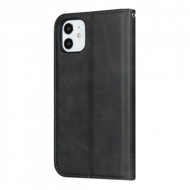 Folio Cover iPhone 11 Custodia in pelle Effetto Pelle Bicolore Con Cinturino