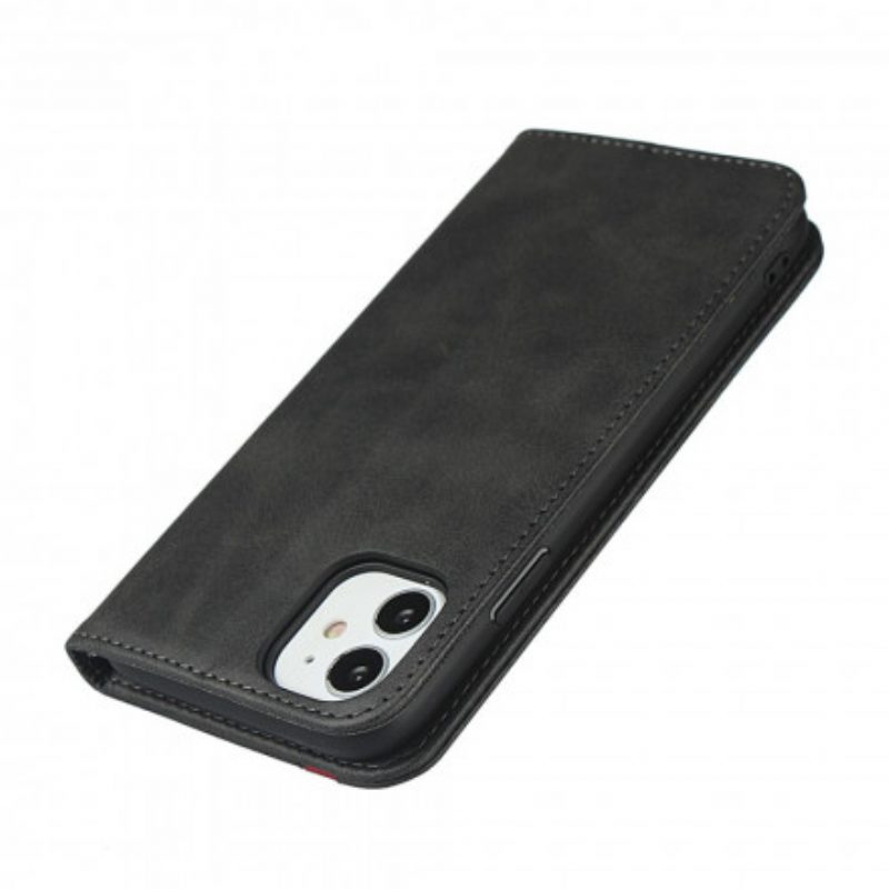 Folio Cover iPhone 11 Custodia in pelle Effetto Pelle Bicolore Con Cinturino