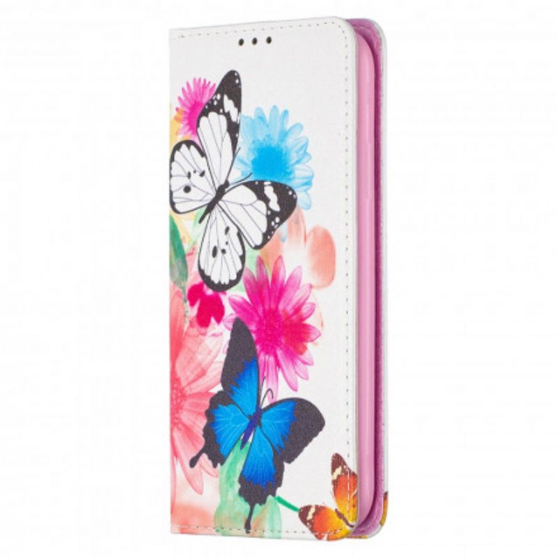 Folio Cover iPhone 11 Custodia in pelle Farfalle Colorate