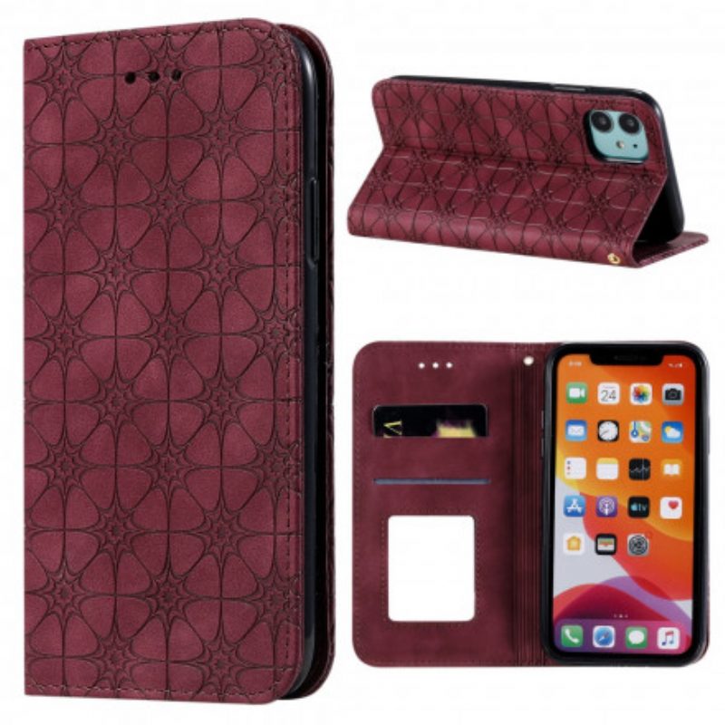 Folio Cover iPhone 11 Custodia in pelle Fiori Barocchi