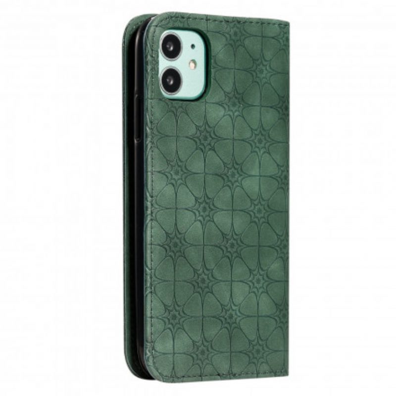 Folio Cover iPhone 11 Custodia in pelle Fiori Barocchi