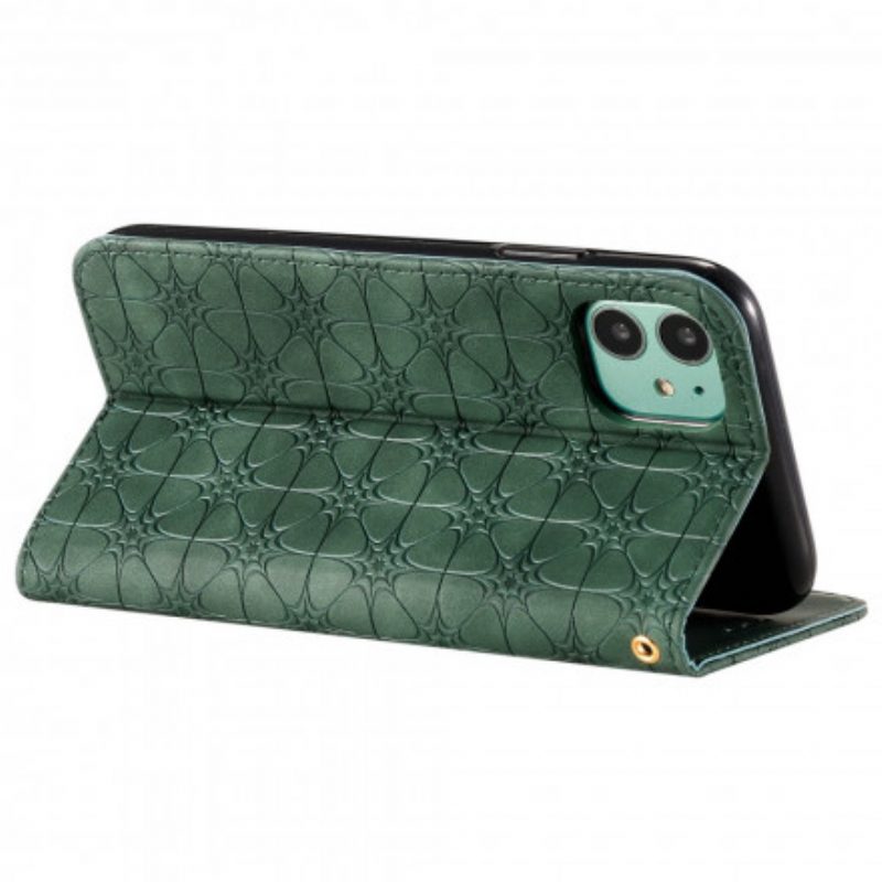 Folio Cover iPhone 11 Custodia in pelle Fiori Barocchi