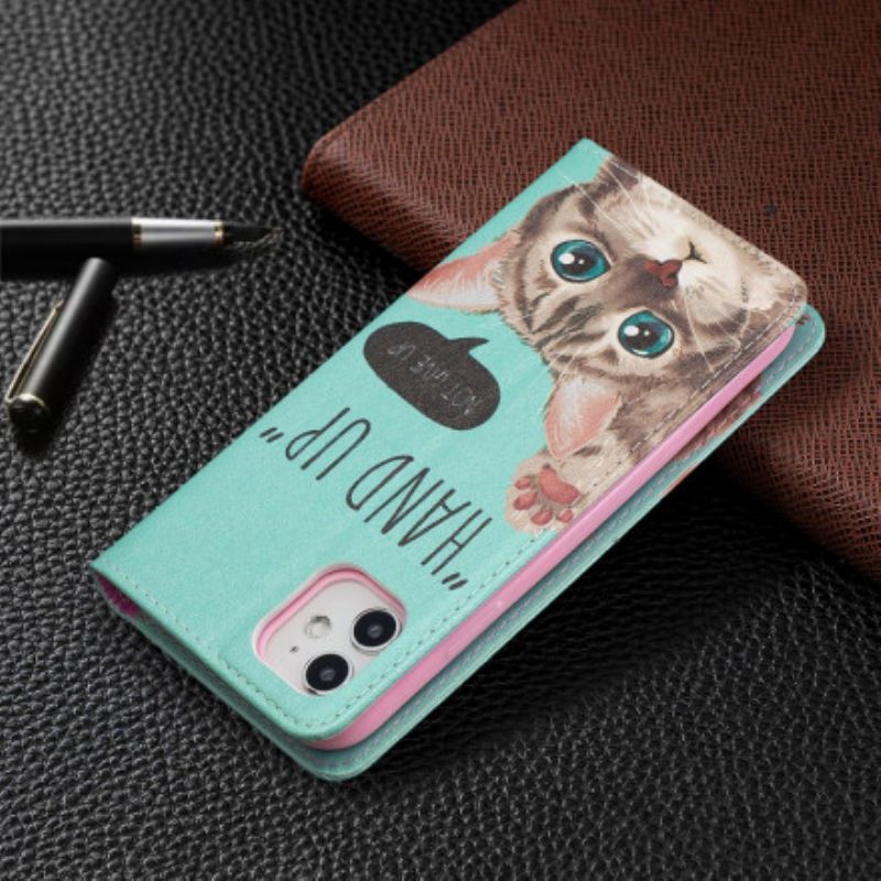 Folio Cover iPhone 11 Custodia in pelle Mano In Alto