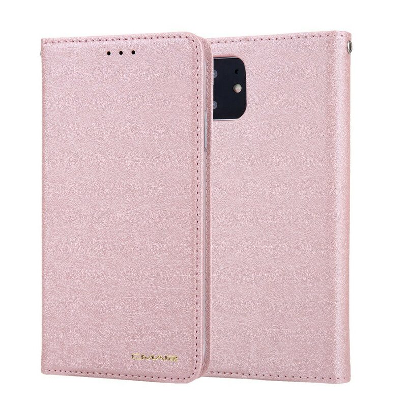 Folio Cover iPhone 11 Custodia in pelle Texture Seta Effetto Pelle