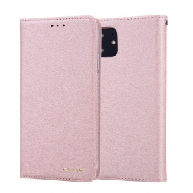 Folio Cover iPhone 11 Custodia in pelle Texture Seta Effetto Pelle