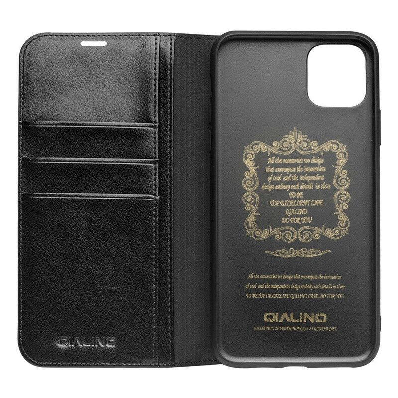 Folio Cover iPhone 11 Custodia in pelle Vera Pelle Qialino