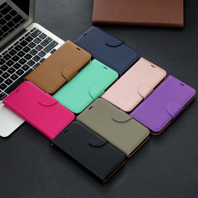 Folio Cover iPhone 11 Strappy Effetto Pelle Color Litchi